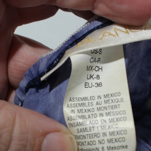 La Blanca Designer Tie-Dye Lace-Trim Off-the-Shoulder Mini Dress - Blue, Small - Picture 5 of 7